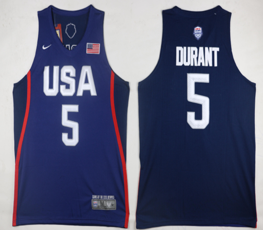 USA 5 Kevin Durant Navy 2016 Olympic Basketball Team Jersey