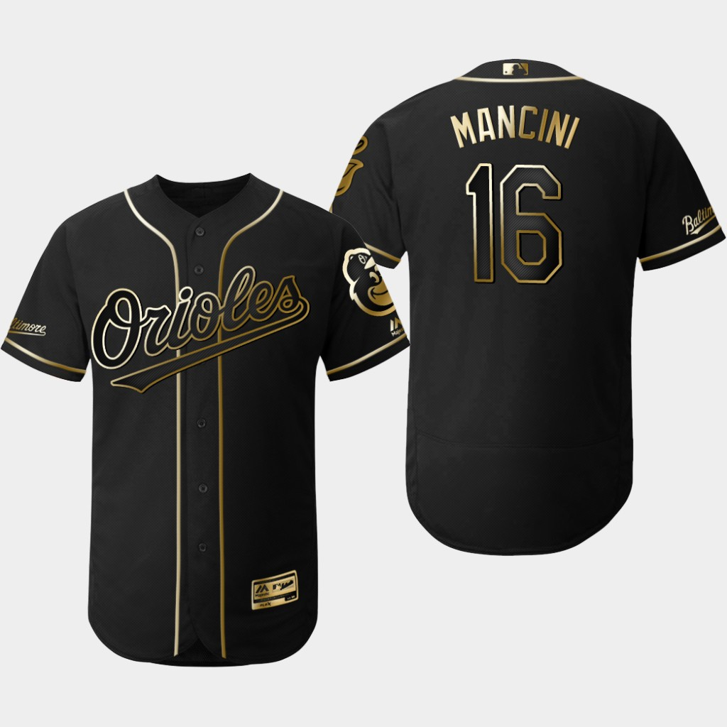 Orioles 16 Trey Mancini Black Gold Flexbase Jersey