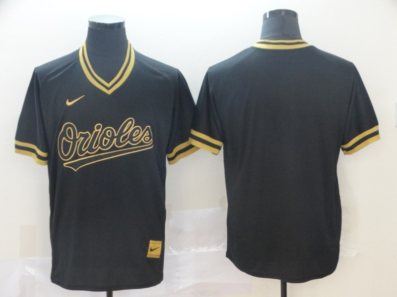 Orioles Blank Black Gold Nike Cooperstown Collection Legend V Neck Jersey