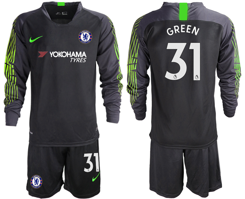 2018-19 Chelsea 31 GREEN Black Long Sleeve Goalkeeper Soccer Jersey