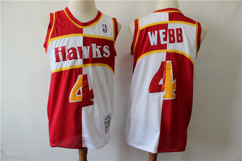 Hawks 4 Spud Webb Red Whhite 1986-87 Hardwood Classics Jersey