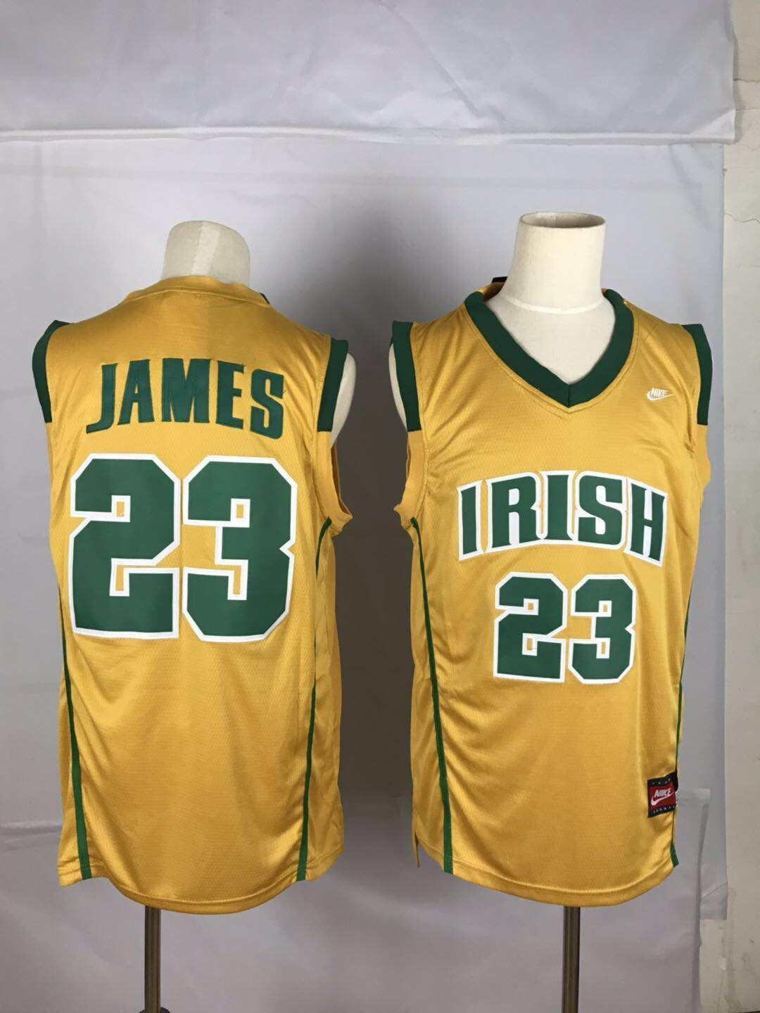 Irish High School 23 LeBron James Yellow Swingman Jersey