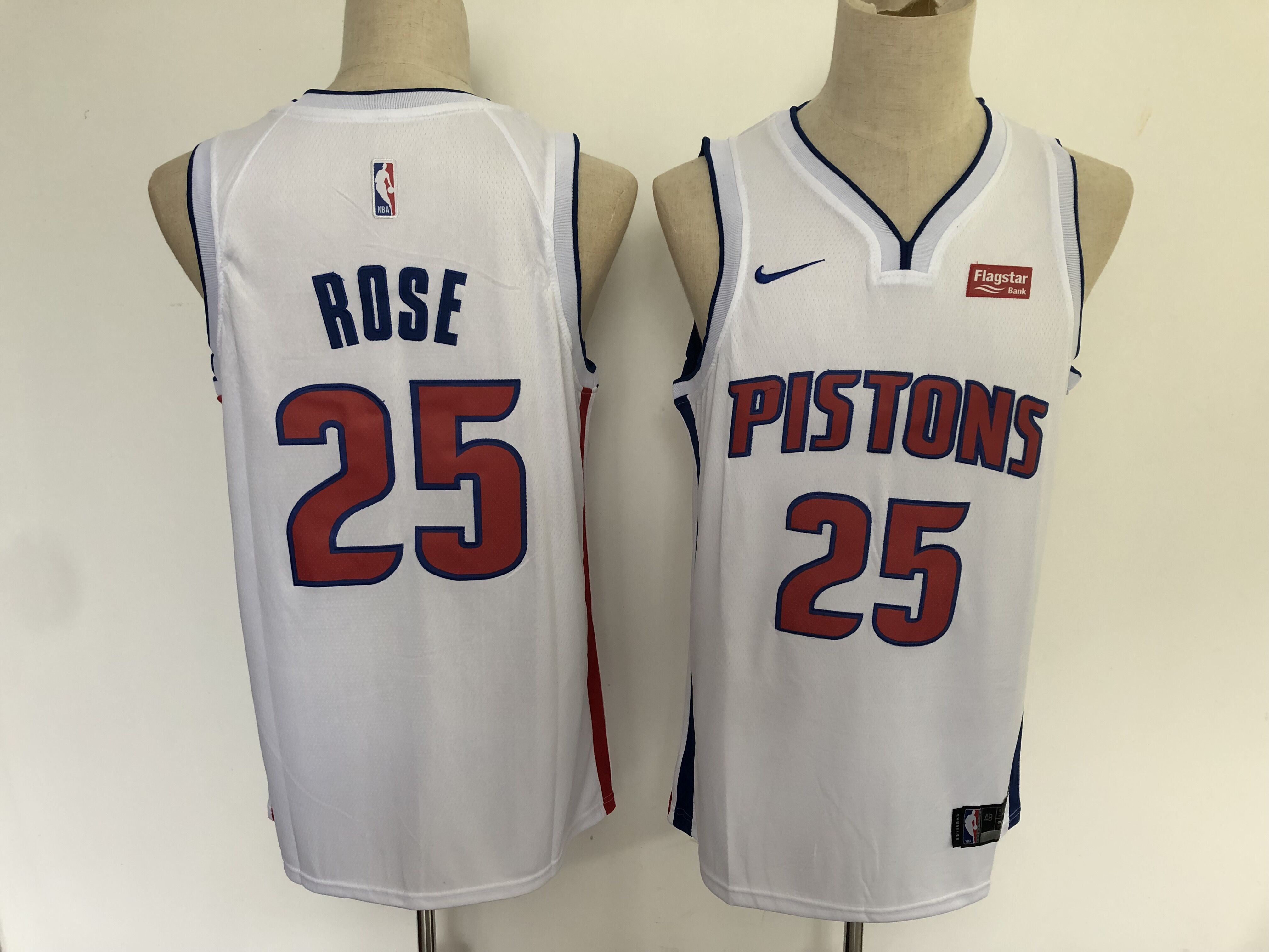 Pistons 25 Derrick Rose White Nike Swingman Jersey