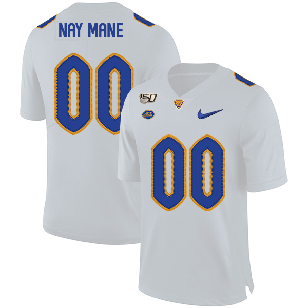 Pittsburgh Panthers Customized White 150th Anniversary Patch Nike College Football Jersey