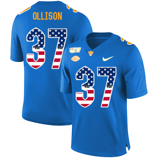 Pittsburgh Panthers 37 Qadree Ollison Blue USA Flag 150th Anniversary Patch Nike College Football Jersey