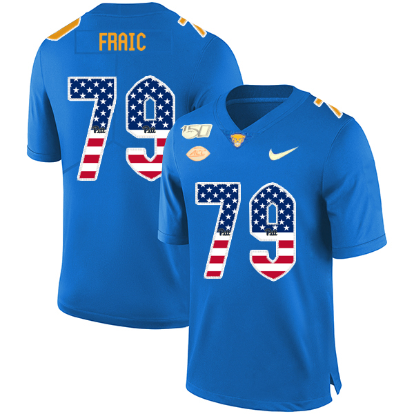 Pittsburgh Panthers 79 Bill Fralic Blue USA Flag 150th Anniversary Patch Nike College Football Jersey