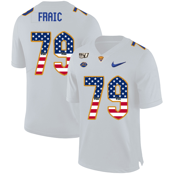 Pittsburgh Panthers 79 Bill Fralic White USA Flag 150th Anniversary Patch Nike College Football Jersey
