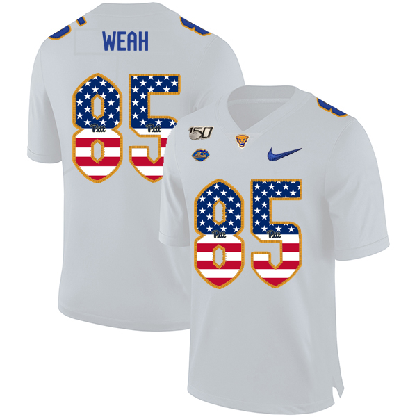 Pittsburgh Panthers 85 Jester Weah White USA Flag 150th Anniversary Patch Nike College Football Jersey