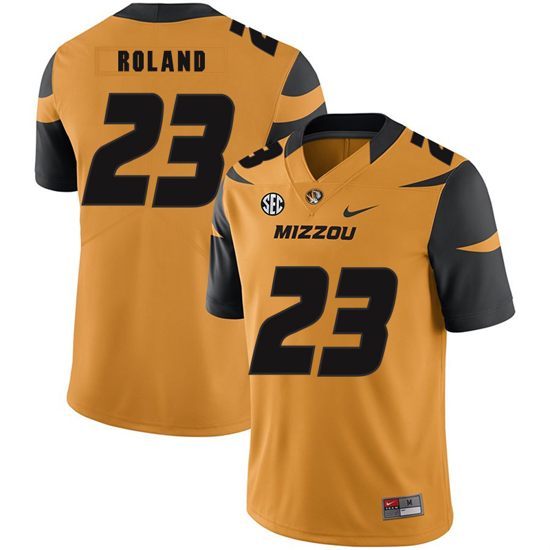 Missouri Tigers 23 Johnny Roland Gold Nike College Football Jersey