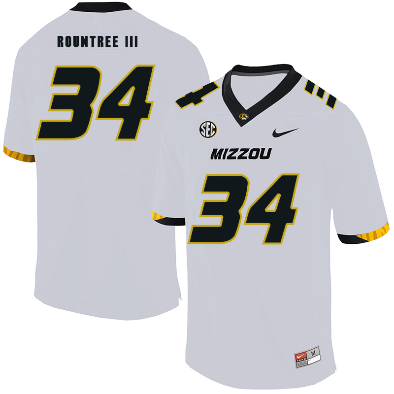Missouri Tigers 34 Larry Rountree III White Nike College Football Jersey