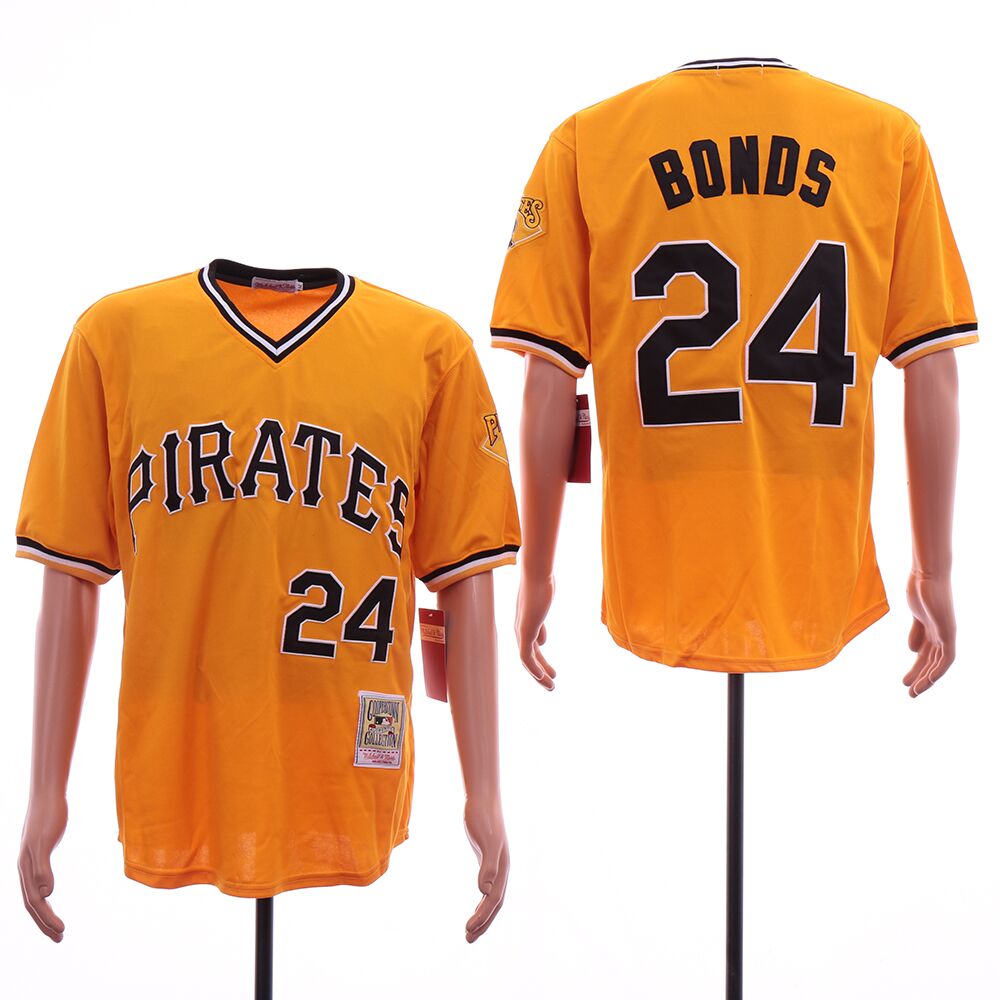 Pirates 24 Barry Bonds Orange Cooperstown Collection Jersey