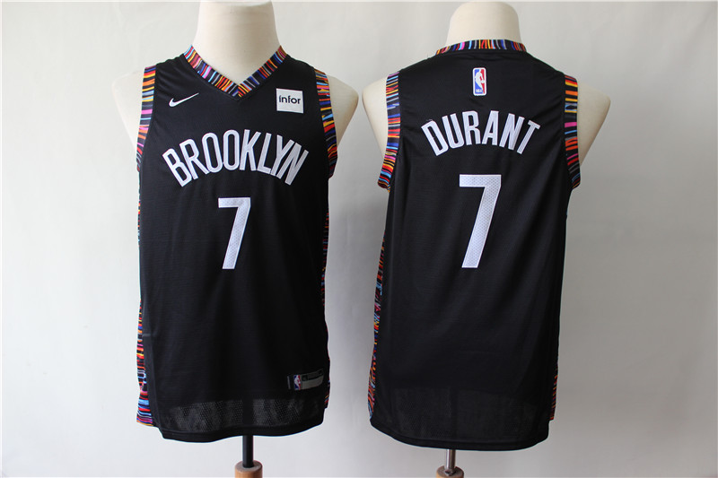 Nets 7 Kevin Durant Black Youth City Edition Nike Swingman Jersey