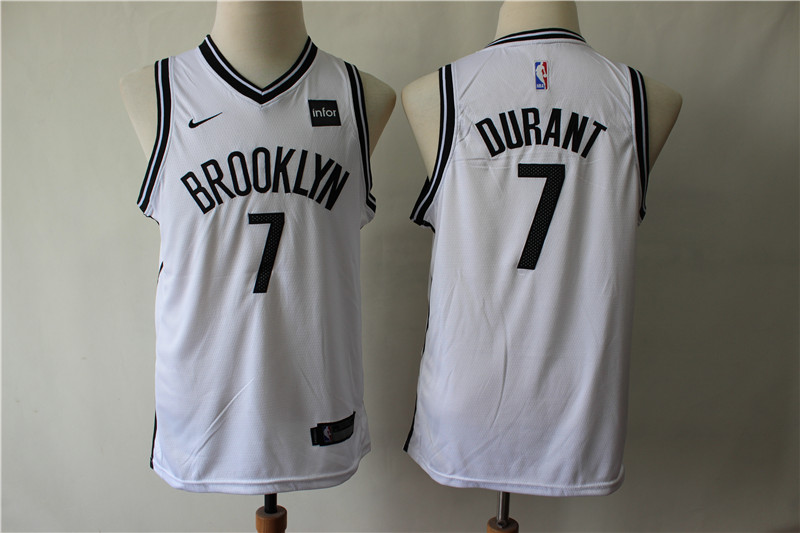 Nets 7 Kevin Durant White Youth Nike Swingman Jersey