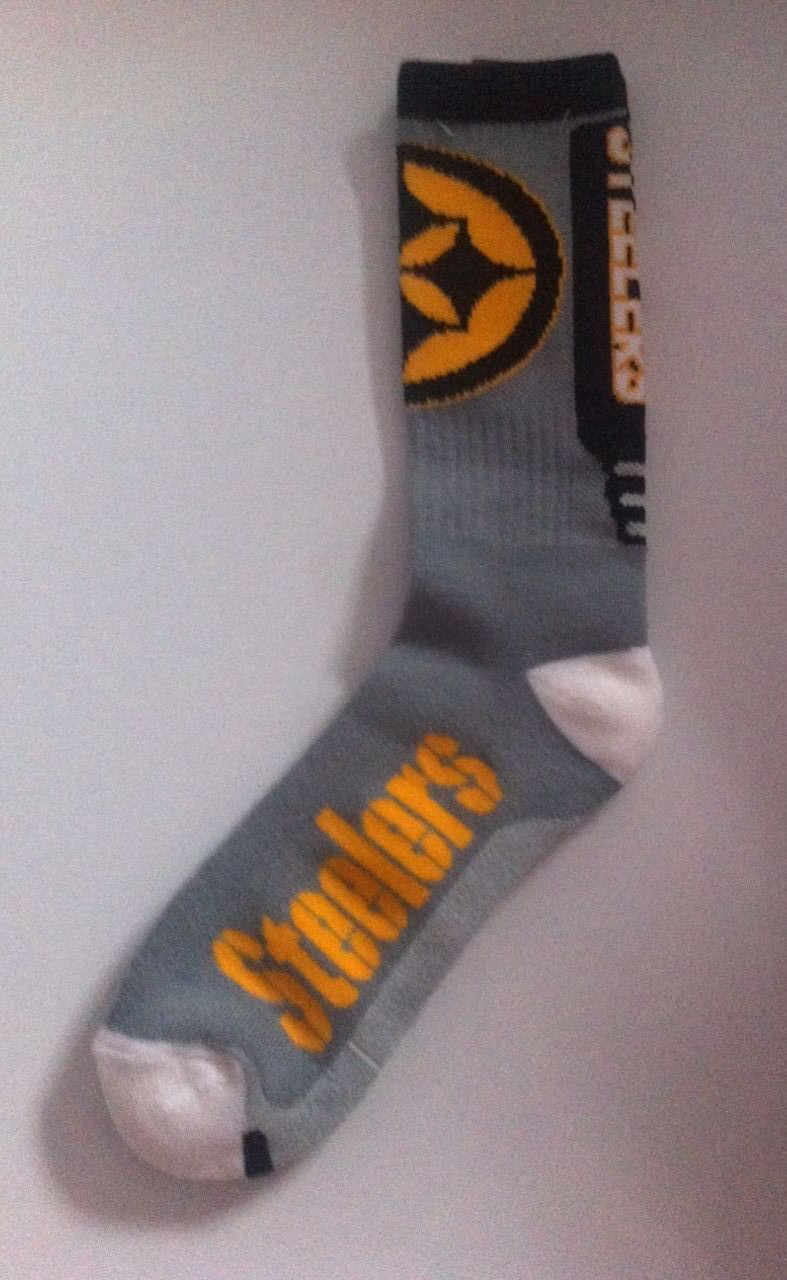 Pittsburgh Steelers Team Logo Gray NFL Socks