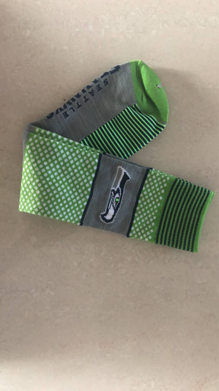 Seattle Seahawks Team Logo Green Gray NFL Socks