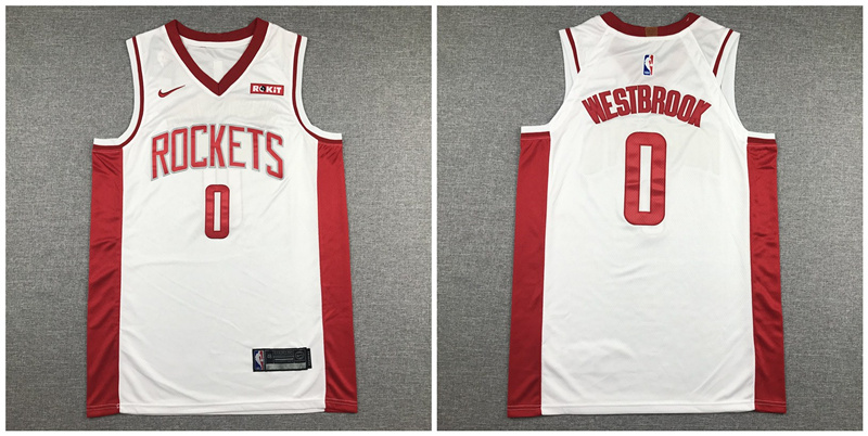 Rockets 0 Russell Westbrook White Nike Authentic Jersey