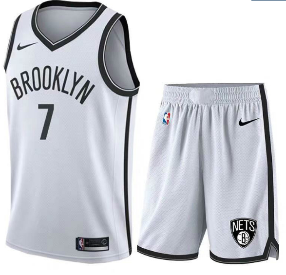 Nets 7 Kevin Durant White Nike Swingman Jersey(With Shorts)