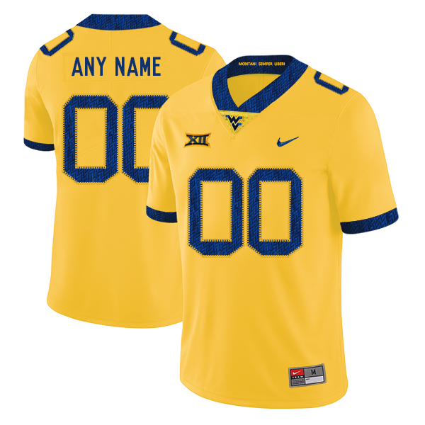 West Virginia Mountaineers Customized Yellow College Football Jersey