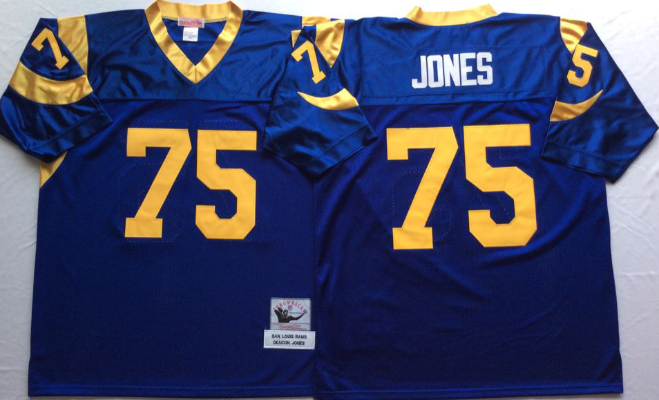 Rams 75 Deacon Jones Blue M&N Throwback Jersey