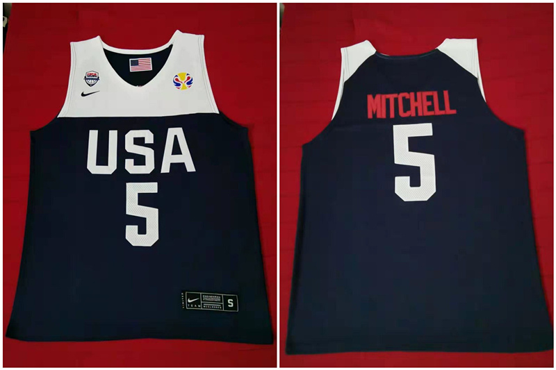 Team USA 5 Mitchell Navy 2016 Olympics Basketball Swingman Jersey