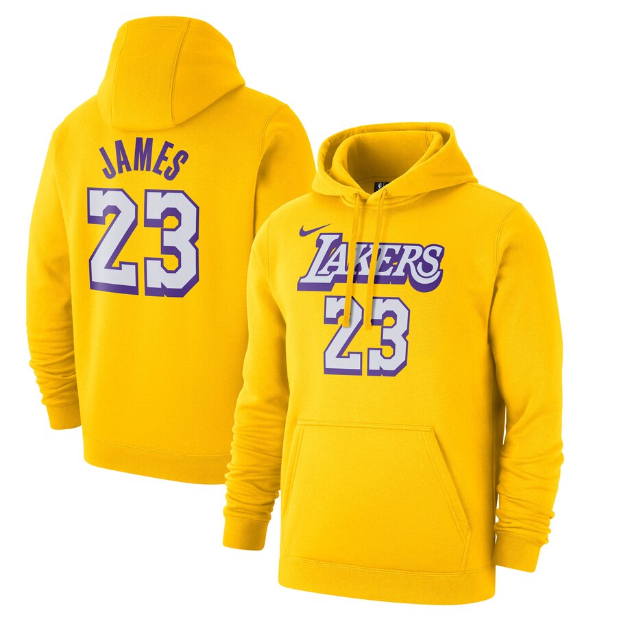 Los Angeles Lakers 23 LeBron James Nike 2019-20 City Edition Name & Number Pullover Hoodie Gold