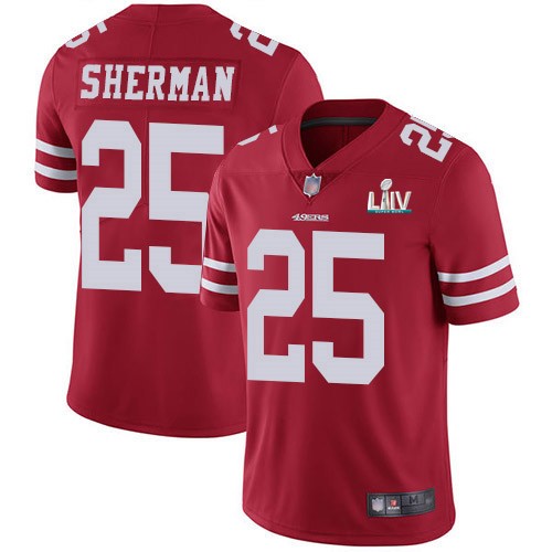 Nike 49ers 25 Richard Sherman Red 2020 Super Bowl LIV Vapor Untouchable Limited Jersey