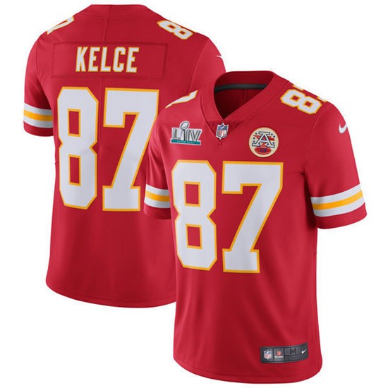 Nike Chiefs 87 Travis Kelce Red 2020 Super Bowl LIV Vapor Untouchable Limited Jersey