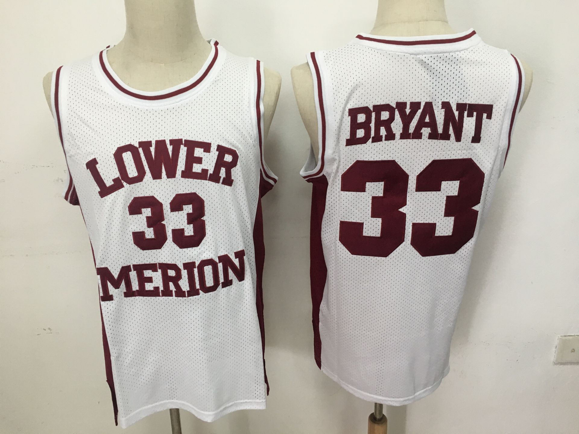 Lower Merion Aces 33 Kobe Bryant White High School Mesh Basketball Jersey