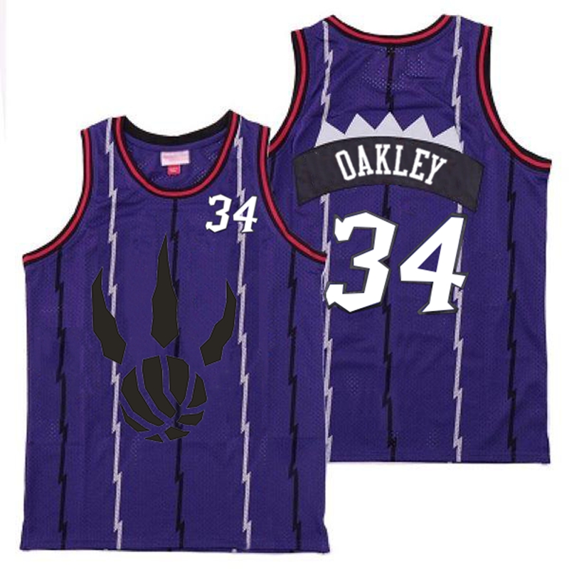 Raptors 34 Charles Oakley Purple Throwback Jersey