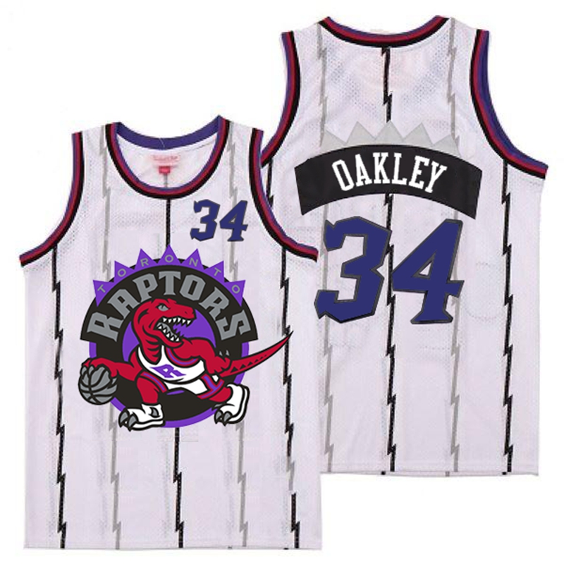 Raptors 34 Charles Oakley White Big Logo Retro Jersey