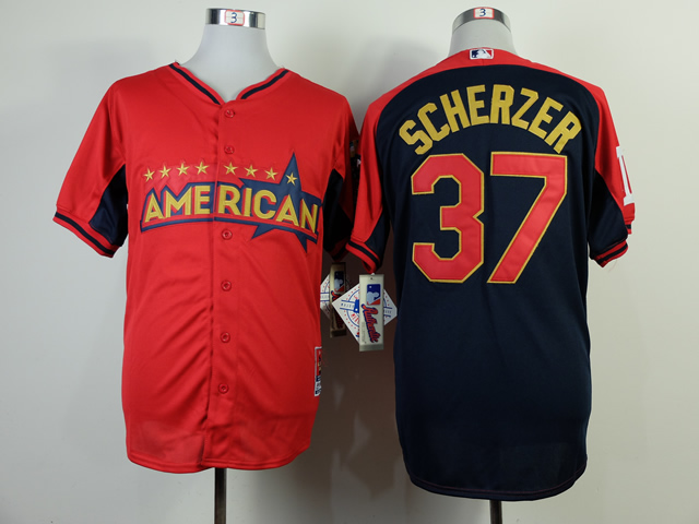 American League Tigers 37 Scherger Red 2014 All Star Jerseys