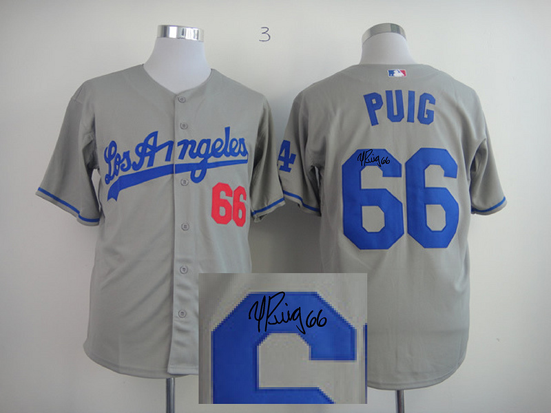 Dodgers 66 Puig Grey Signature Edition Jerseys