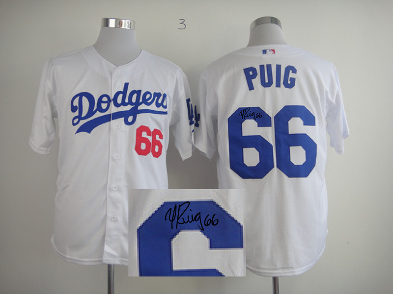 Dodgers 66 Puig White Signature Edition Jerseys