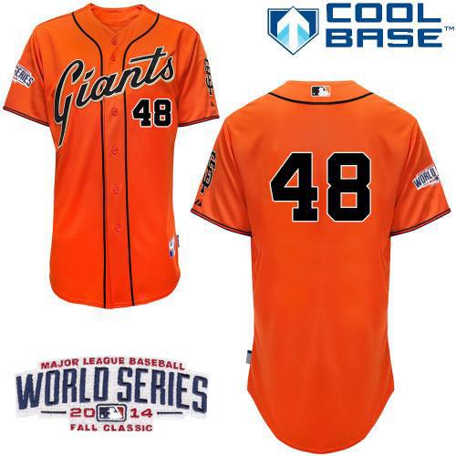 Giants 48 Sandoval Orange 2014 World Series Cool Base Jerseys