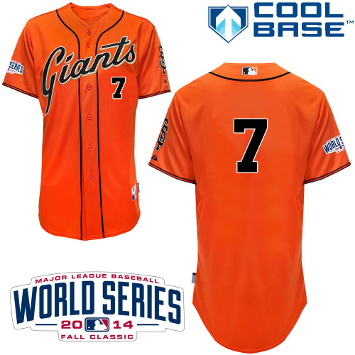Giants 7 Blanco Orange 2014 World Series Cool Base Jerseys