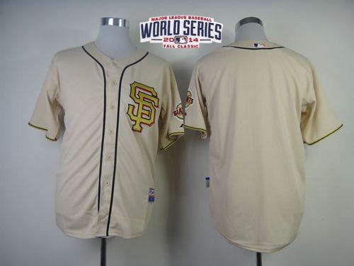 Giants Blank Cream Gold Number 2014 World Series Cool Base Jerseys