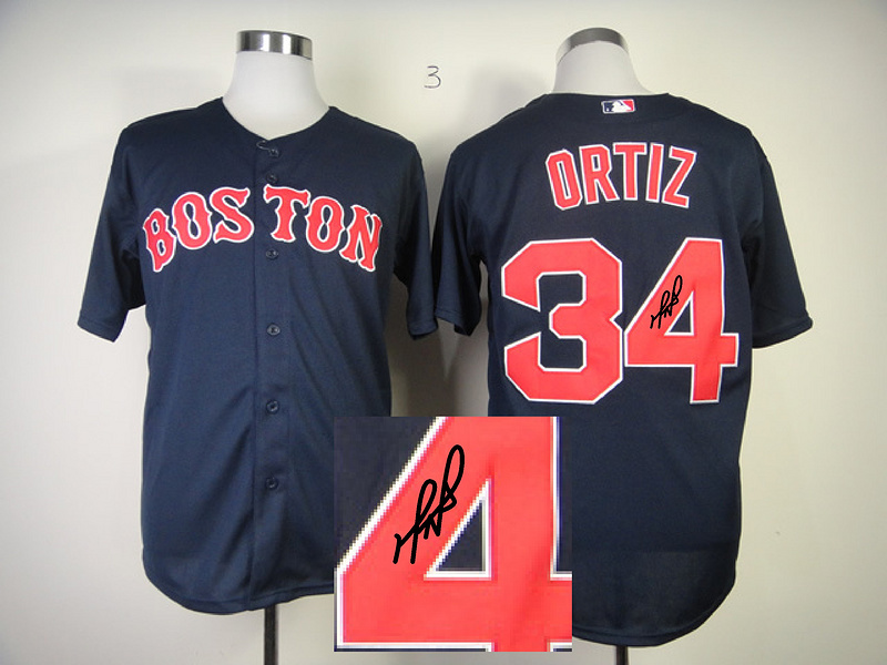 Red Sox 34 Ortiz Blue Signature Edition Jerseys