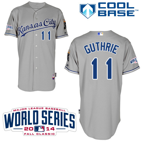 Royals 11 Guthrie Grey 2014 World Series Cool Base Jerseys