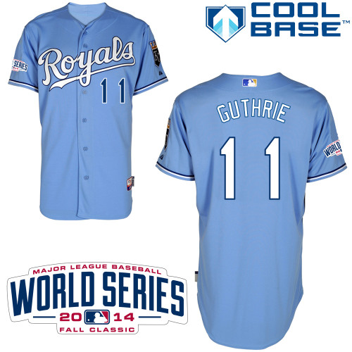 Royals 11 Guthrie Light Blue 2014 World Series Cool Base Jerseys