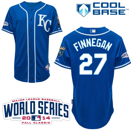 Royals 27 Finnegan Blue 2014 World Series Cool Base Jerseys