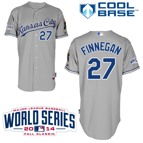 Royals 27 Finnegan Grey 2014 World Series Cool Base Jerseys