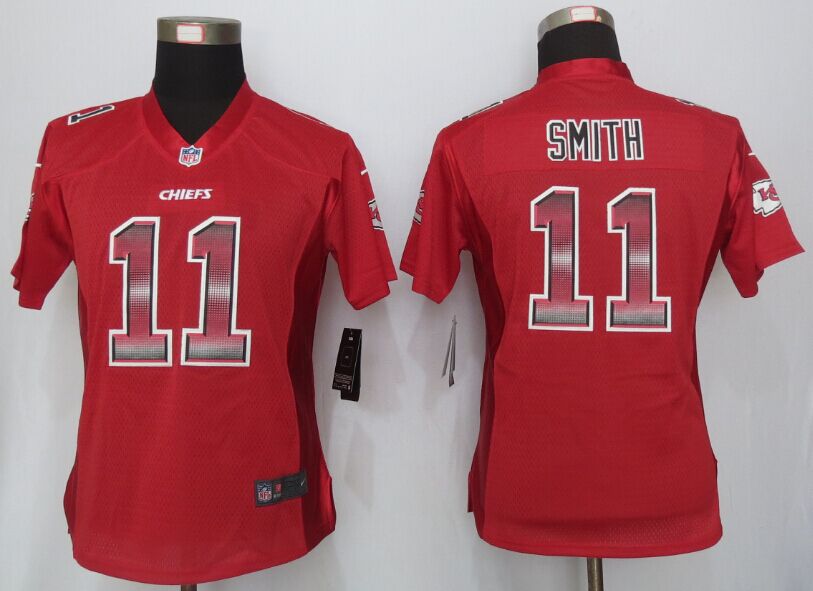 Nike Chiefs 11 Alex Smith Red Pro Line Fashion Strobe Women Jersey