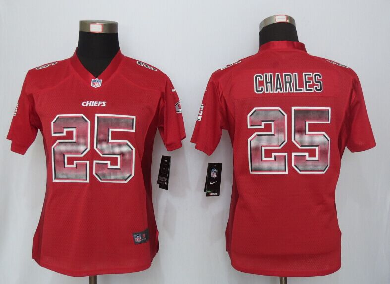 Nike Chiefs 25 Jamaal Charles Red Pro Line Fashion Strobe Women Jersey