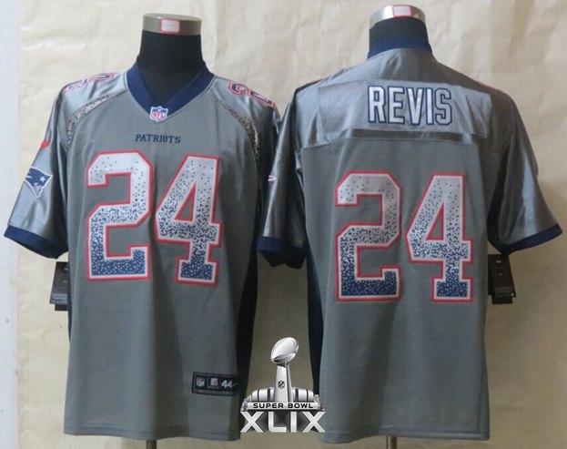 Nike Patriots 24 Revis Grey Drift Fashion Elite 2015 Super Bowl XLIX Jerseys