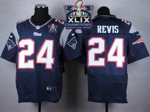 Nike Patriots 24 Revis Blue 2015 Super Bowl XLIX Champions Elite Jerseys