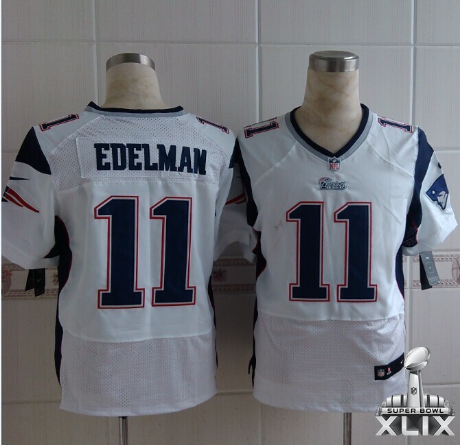 Nike Patriots 11 Edelman White Elite 2015 Super Bowl XLIX Jerseys