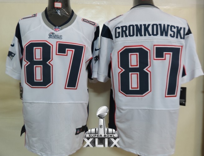 Nike Patriots 87 Gronkowski White Elite 2015 Super Bowl XLIX Jerseys