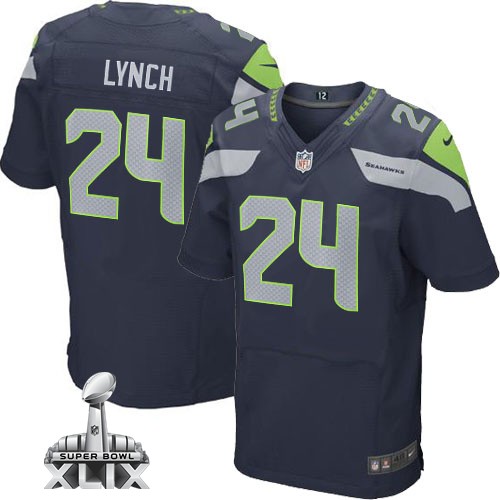 Nike Seahawks 24 Lynch Blue Elite 2015 Super Bowl XLIX Jerseys