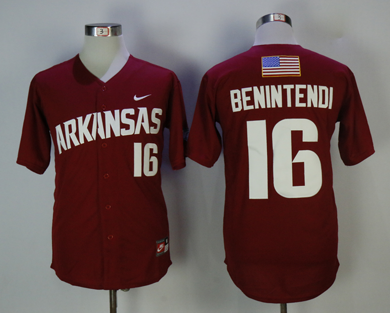 Arkansas Razorbacks 16 Andrew Benintendi Red College Baseball Jersey