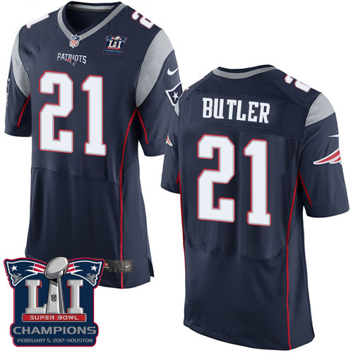 Nike Patriots 21 Malcolm Navy 2017 Super Bowl LI Champions Elite Jersey